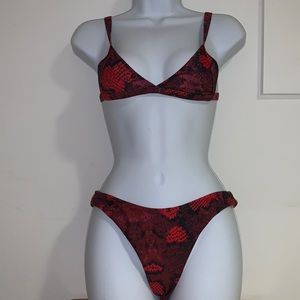 Zaful Red Snake Print Bikini